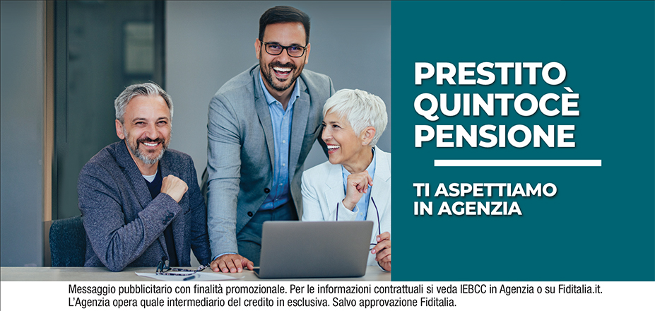 Agenzia Capital Service Fiditalia | Bari | Cessione del Quinto Quintocè - Un consulente dedicato per i progetti di dipendenti e pensionati. Messaggio pubblicitario con finalità promozionale. Per le informazioni contrattuali si veda IEBCC in Agenzia o su Fiditalia. it. L’Agenzia opera quale intermediario del credito in esclusiva. Salvo approvazione Fiditalia.
